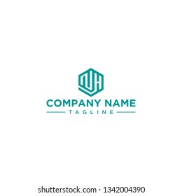 creative design outline letters NH hexagon shape