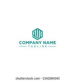 creative design outline letters NK hexagon shape