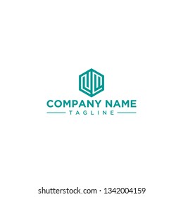 creative design outline letters NM hexagon shape