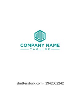 creative design outline letters NQ hexagon shape