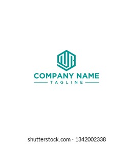 creative design outline letters NR hexagon shape