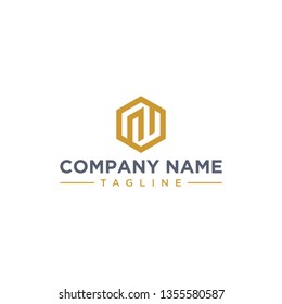 creative design outline letters NW or RW hexagon shape