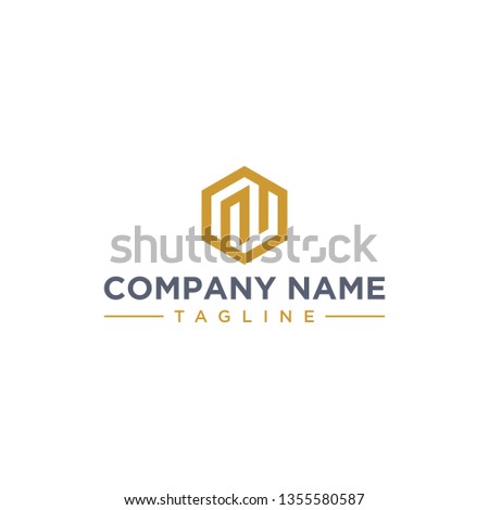 creative design outline letters NW or RW hexagon shape