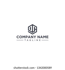 creative design outline letters OC hexagon shape