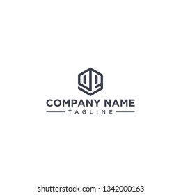 creative design outline letters OE hexagon shape