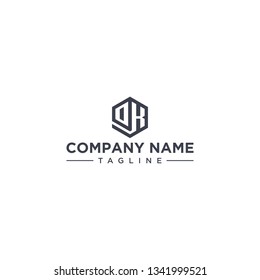 creative design outline letters OK hexagon shape
