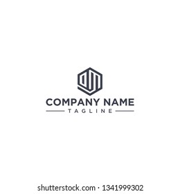 creative design outline letters OM hexagon shape