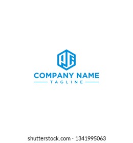 creative design outline letters PF hexagon shape