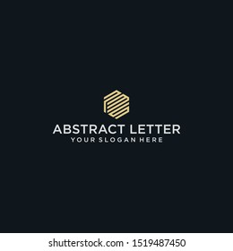 creative design outline letters PMS hexagon shape