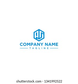 creative design outline letters PS or PG hexagon shape