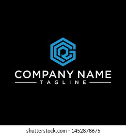 creative design outline letters RC or RCG hexagon shape