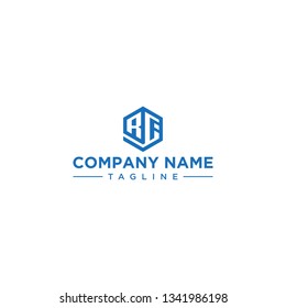 creative design outline letters RF hexagon shape