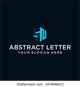 creative design outline letters RM hexagon shape