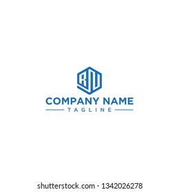 creative design outline letters RN hexagon shape