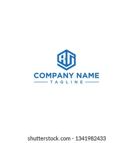 creative design outline letters RS or RG hexagon shape