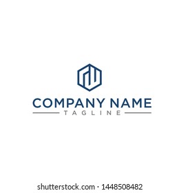 creative design outline letters RW hexagon shape