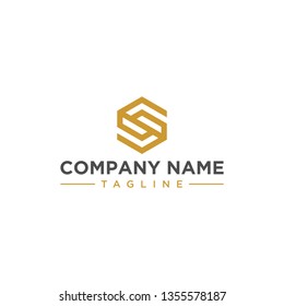 creative design outline letters S or CC hexagon shape