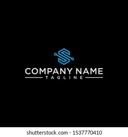 creative design outline letters S hexagon shape