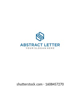 creative design outline letters S hexagon shape