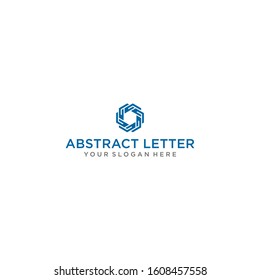 creative design outline letters S hexagon shape