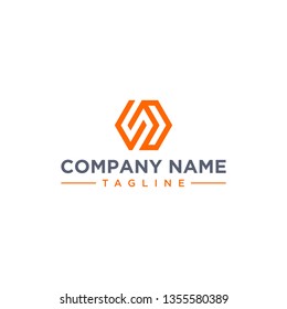 creative design outline letters SD or CD hexagon shape