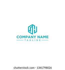 creative design outline letters SH hexagon shape