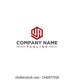 creative design outline letters UA hexagon shape