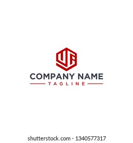 creative design outline letters UF hexagon shape