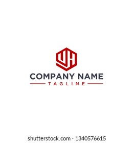 creative design outline letters UH hexagon shape