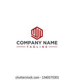 creative design outline letters UM hexagon shape