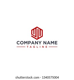 creative design outline letters UN hexagon shape