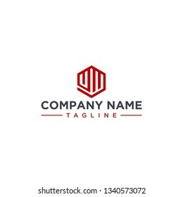 creative design outline letters UW hexagon shape