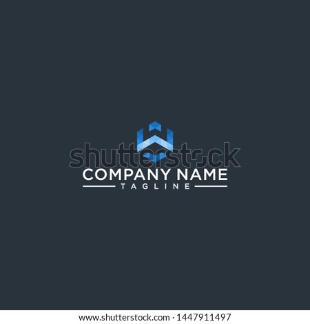 creative design outline letters W AND WV hexagon shape
