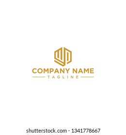 creative design outline letters WP hexagon shape