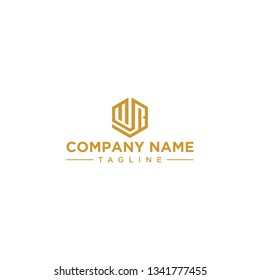 creative design outline letters WR hexagon shape