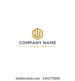 creative design outline letters XD hexagon shape