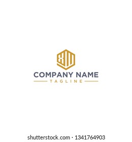 creative design outline letters XW hexagon shape