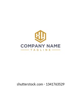 creative design outline letters XY hexagon shape