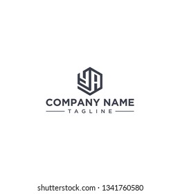 creative design outline letters YA hexagon shape
