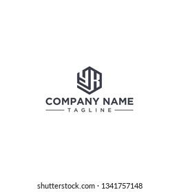 creative design outline letters YK hexagon shape