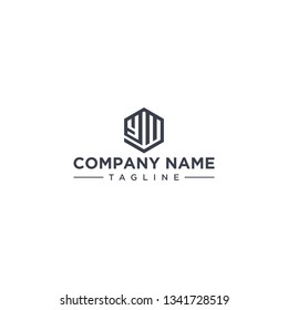creative design outline letters YW hexagon shape