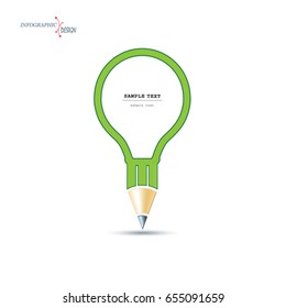 Creative design of a pencil in the form of a light bulb. Flat design, simple with space for text