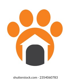 creative design of pet dog and house combination logo