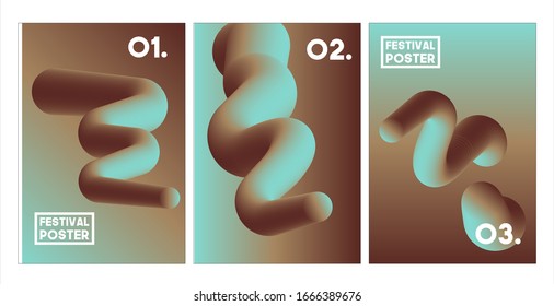  Creative design poster abstract gradient set template. 3D shapes vector illustration