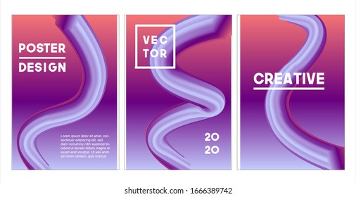  Creative design poster abstract gradient set template. 3D shapes vector illustration