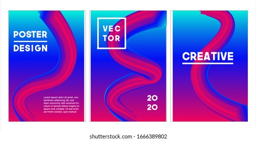  Creative design poster abstract gradient set template. 3D shapes vector illustration