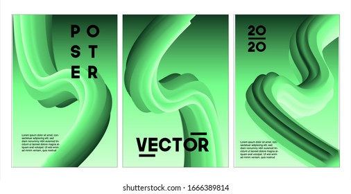  Creative design poster abstract gradient set template. 3D shapes vector illustration