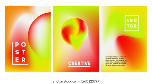  Creative design poster abstract gradient set template. 3D shapes vector illustration build up from red, pink, orange colors.