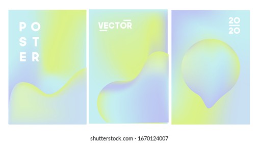  Creative design poster abstract gradient set template. 3D shapes vector illustration build upsoft pastel colors.