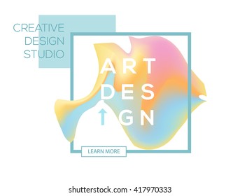 Creative design of poster with bright abstract gradient paint or ink stain.